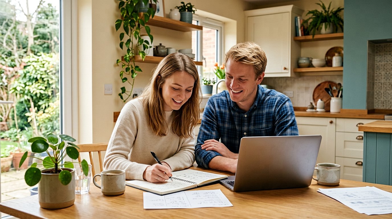 A couple creating a personal finance plan together